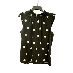 Adrianna Papell women’s size L sleeveless, ruffled sleeve black&white polka dots